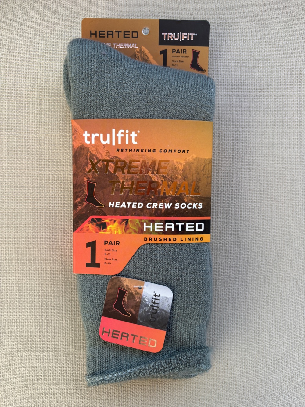 Trufit Xtreme Thermal Heated Crew Socks - Grey